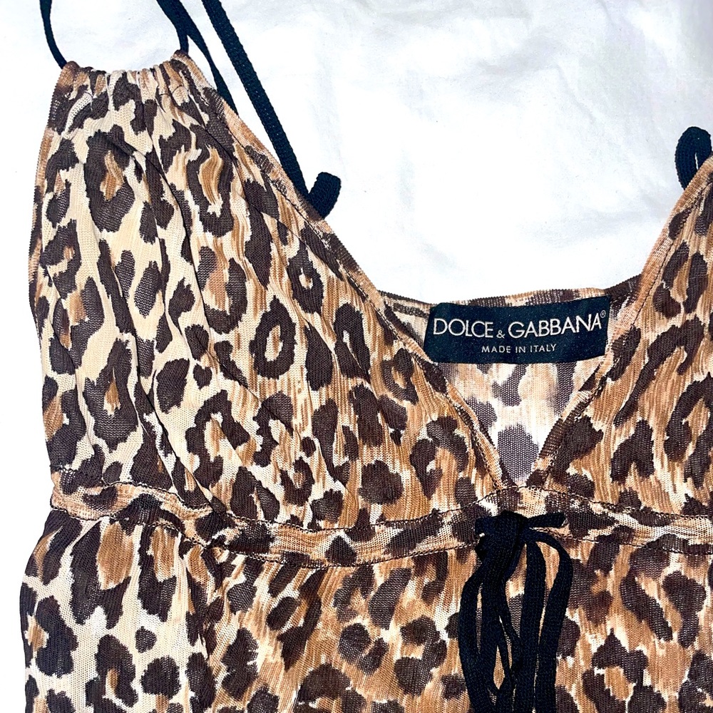 Dolce & Gabbana Mesh Leopard Top with Straps